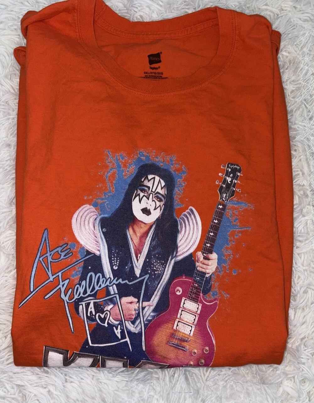 Kiss 3XL Ace Frehley Spaceman Orange Tee. Hanes Tagless-Exc. Condition. Classic